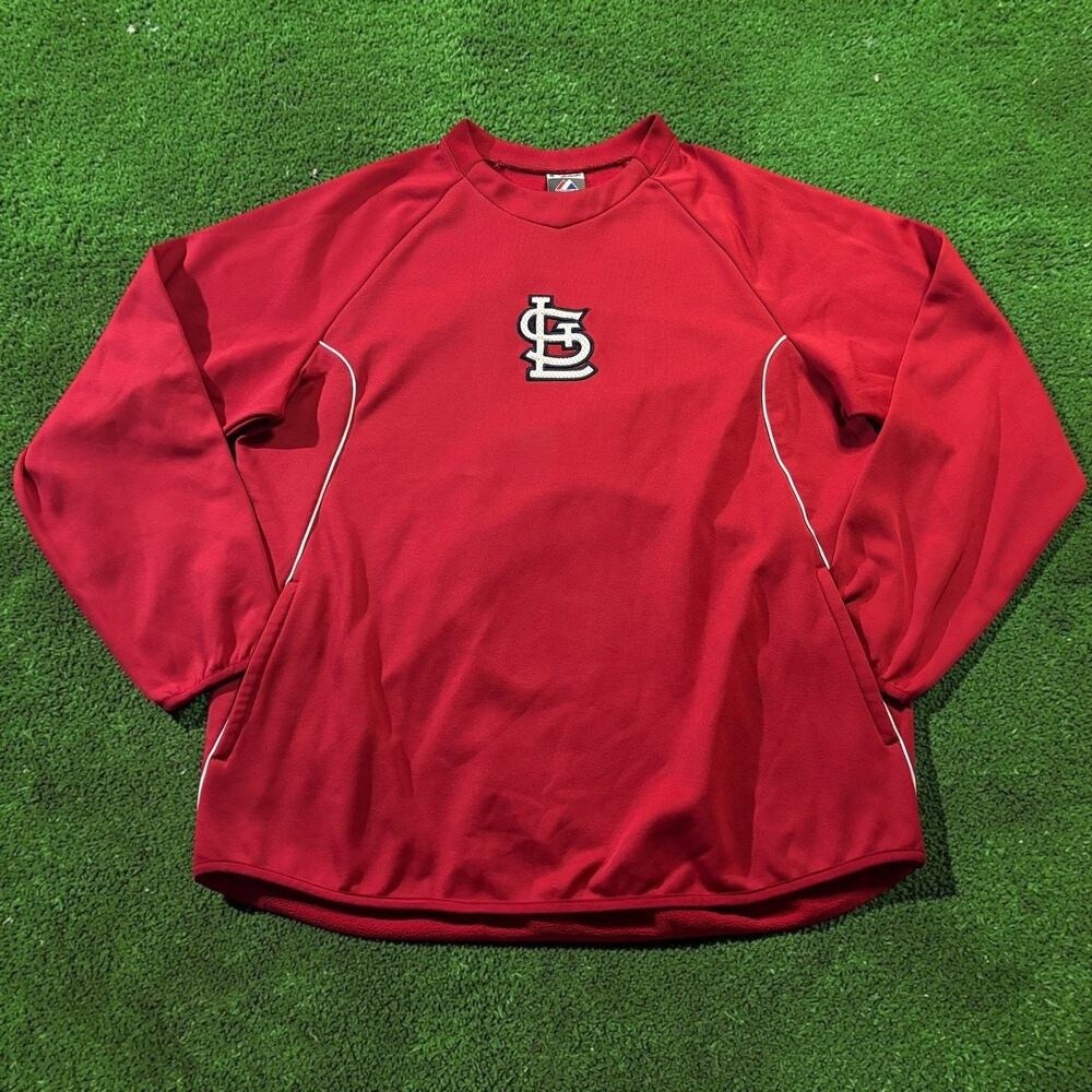 Majestic St Louis Cardinals Therma Base Pullover Tech Fleece Jacket Men’s Large